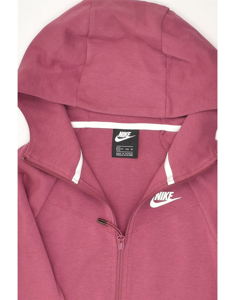 NIKE Womens Zip Hoodie Sweater UK 6 XS Pink Cotton | Vintage Nike | Thrift | Second-Hand Nike | Used Clothing | Messina Hembry 