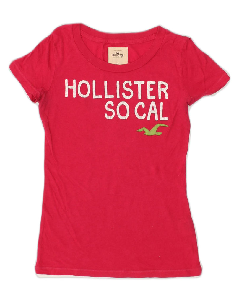 HOLLISTER Womens Graphic T-Shirt Top UK 4 XS Pink Cotton | Vintage Hollister | Thrift | Second-Hand Hollister | Used Clothing | Messina Hembry 