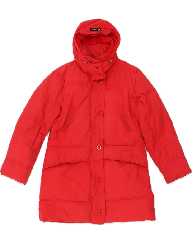 BRUGI Womens Hooded Padded Jacket IT 46 Large Red Polyester | Vintage Brugi | Thrift | Second-Hand Brugi | Used Clothing | Messina Hembry 