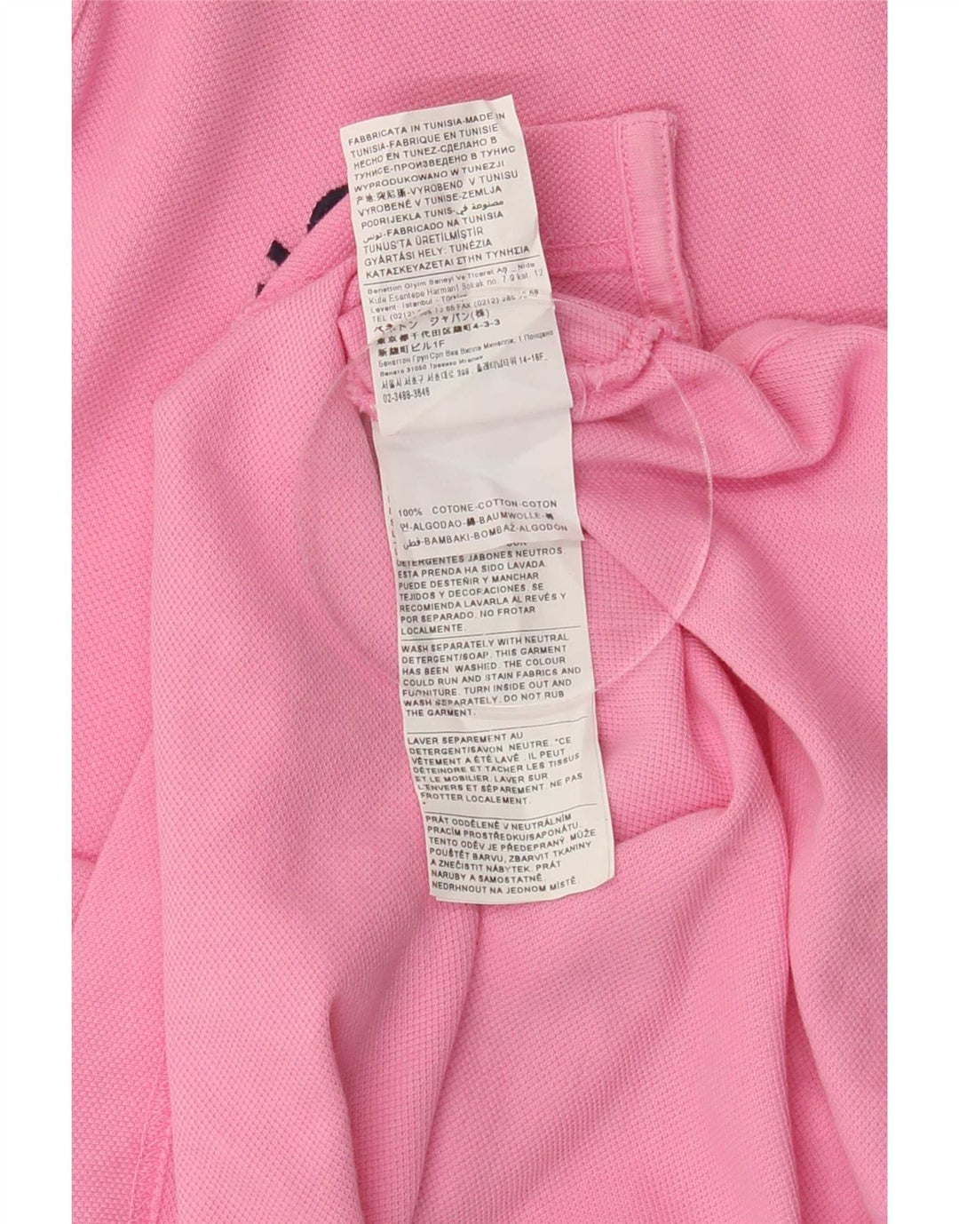 Benetton Mens Polo Shirt Large Pink Cotton