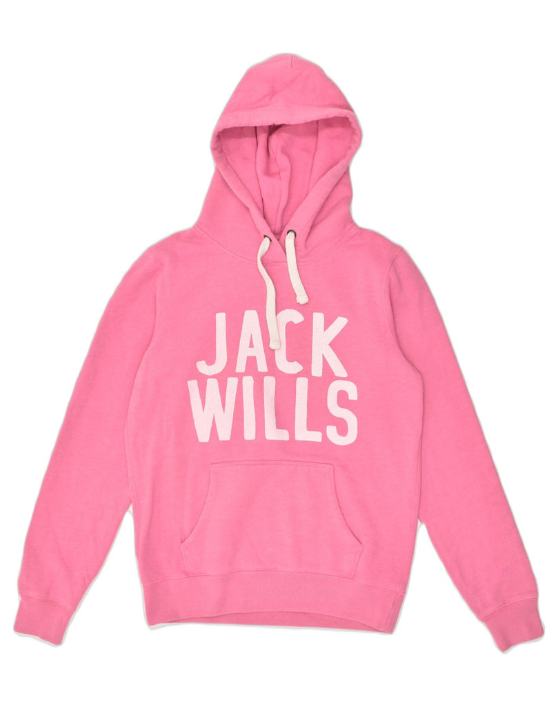 JACK WILLS Womens Graphic Hoodie Jumper UK 10 Small Pink Cotton | Vintage Jack Wills | Thrift | Second-Hand Jack Wills | Used Clothing | Messina Hembry 