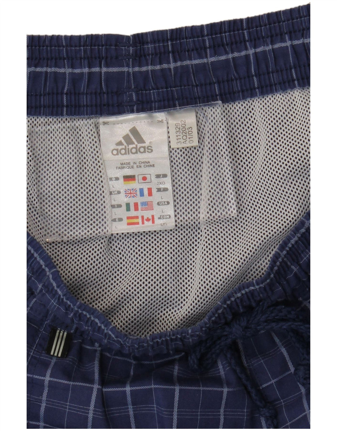 ADIDAS Mens Swimming Shorts Large Blue Check Polyester