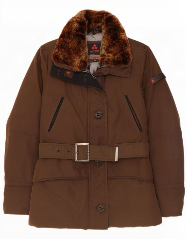 PEUTEREY Womens Padded Jacket IT 42 Medium Brown Polyamide