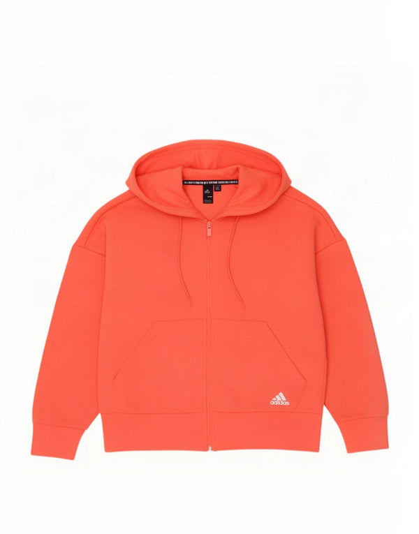 Adidas Womens Zip Hoodie Sweater UK 12/14 Medium Pink Cotton