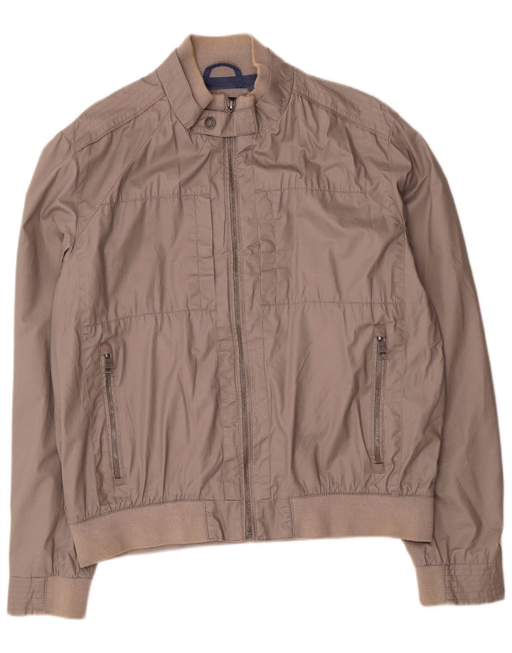 Marks & Spencer Mens Bomber Jacket UK 41/43 Large Grey Polyester