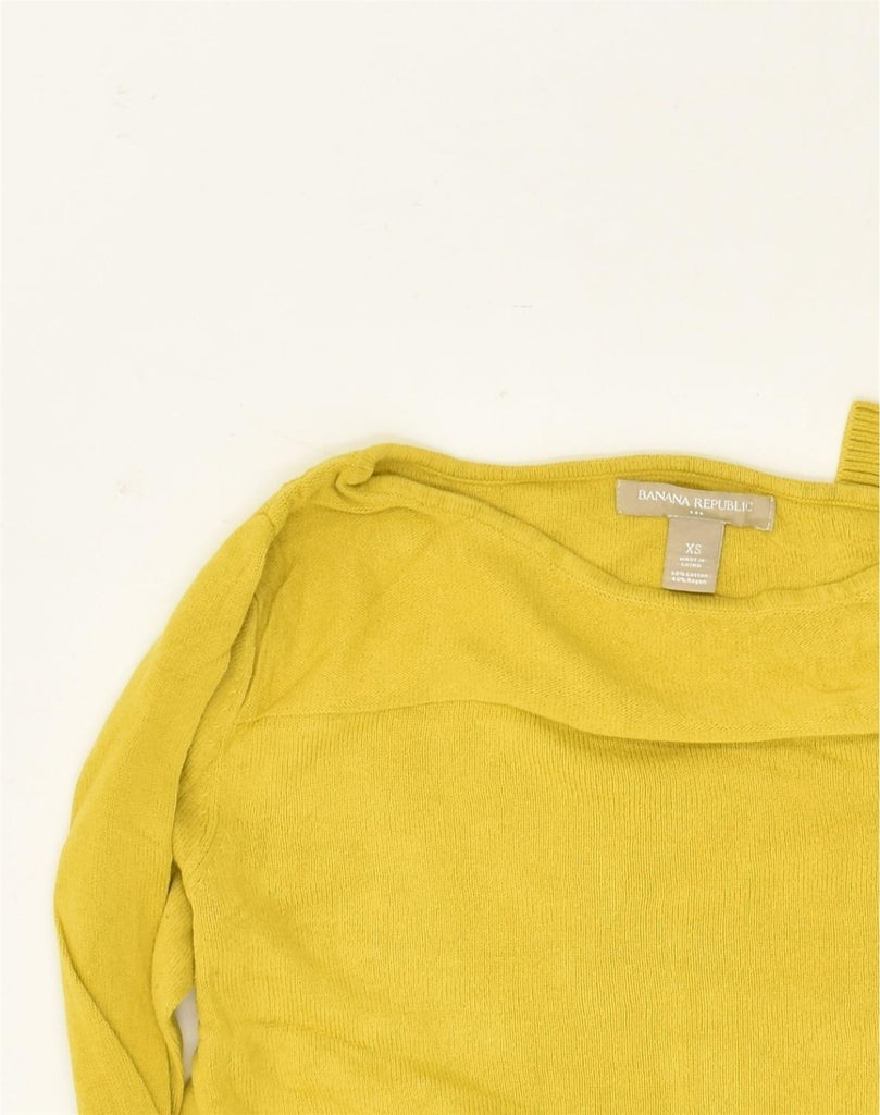 BANANA REPUBLIC Womens 3/4 Sleeve Boat Neck Jumper Sweater UK 6 XS Yellow | Vintage Banana Republic | Thrift | Second-Hand Banana Republic | Used Clothing | Messina Hembry 