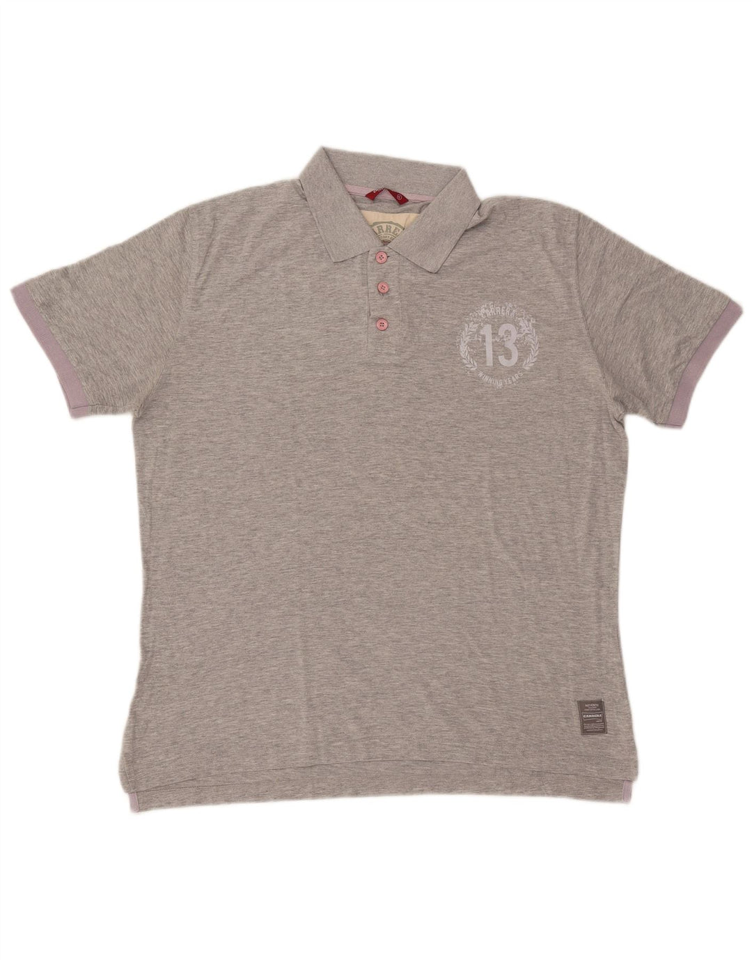 Carrera Mens Graphic Polo Shirt XL Grey Flecked Cotton