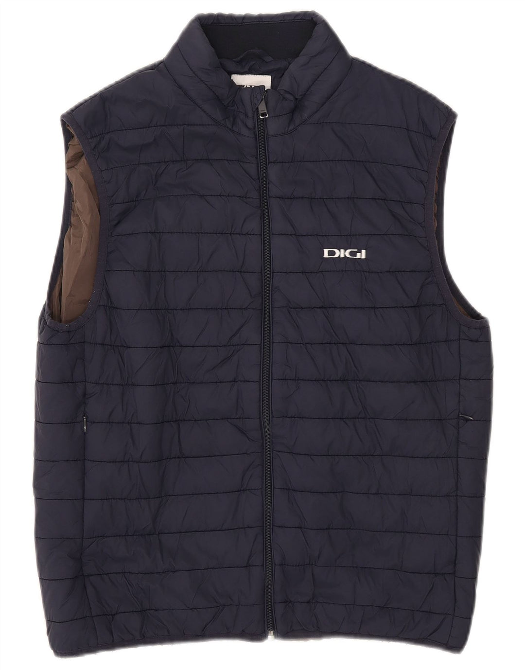 Zara Mens Padded Gilet UK 40 Large Navy Blue Polyester