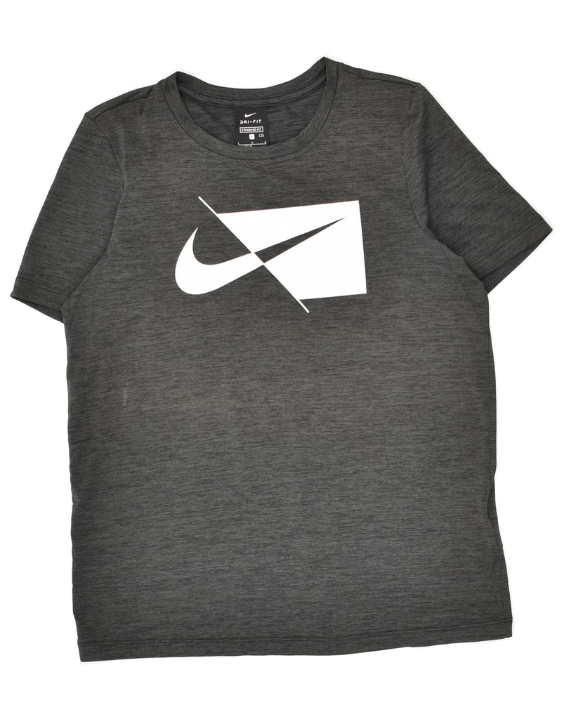 NIKE Boys Dri Fit Standard Fit Graphic T-Shirt Top 12-13 Years Large Grey | Vintage Nike | Thrift | Second-Hand Nike | Used Clothing | Messina Hembry 