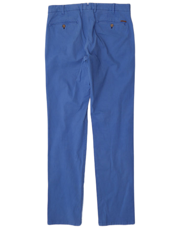 Massimo Dutti Mens Slim Suit Trousers EU 42 Large W32 L34 Blue Cotton