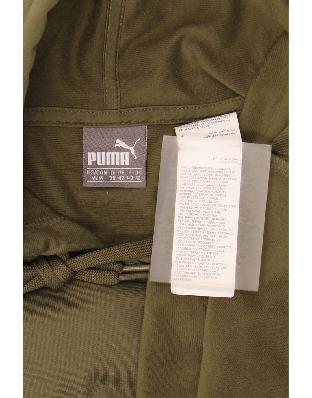 Puma Womens Graphic Hoodie Jumper UK 14 Medium Khaki Polyester