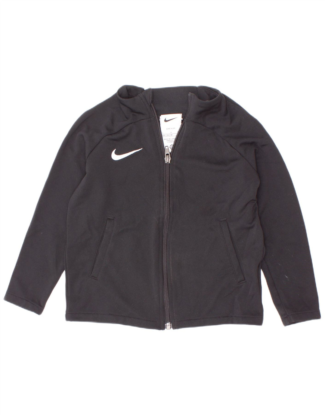 Nike Girls Dri Fit Tracksuit Top Jacket 4-5 Years Small Black Polyester