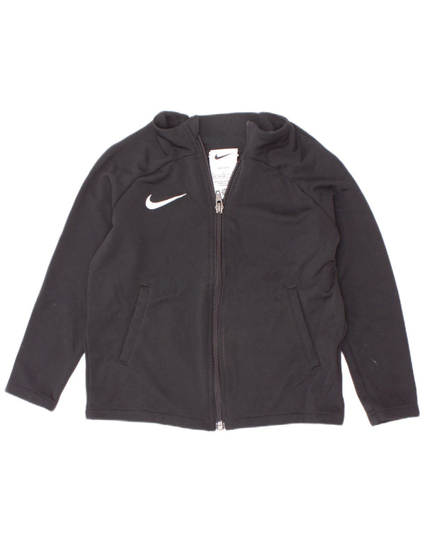 Nike Girls Dri Fit Tracksuit Top Jacket 4-5 Years Small Black Polyester