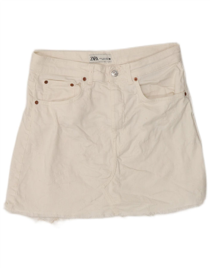 ZARA Womens Mini Denim Skirt Medium W28  White Cotton Vintage Zara and Second-Hand Zara from Messina Hembry 