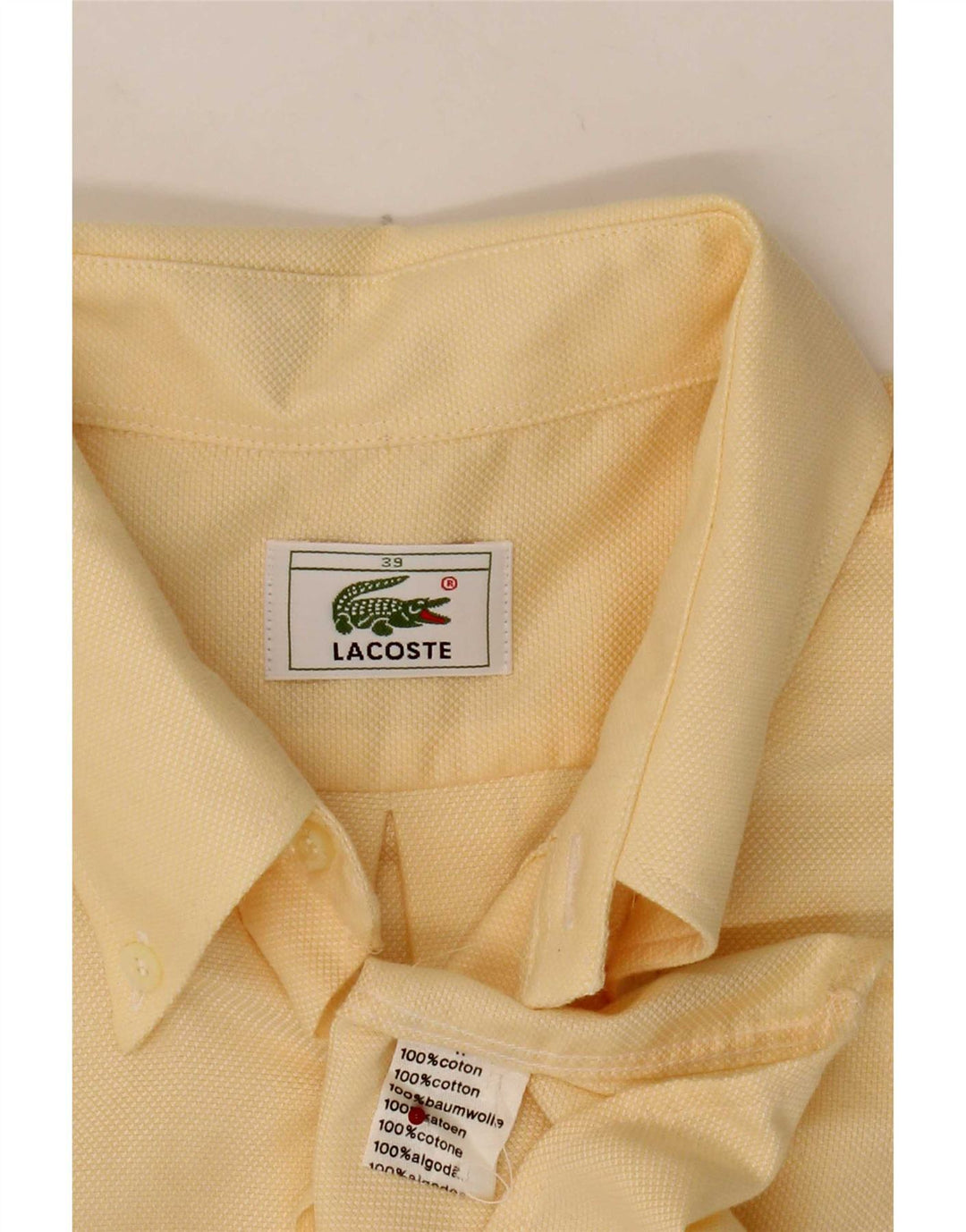 Lacoste Mens Shirt Size 39 Medium Yellow Cotton