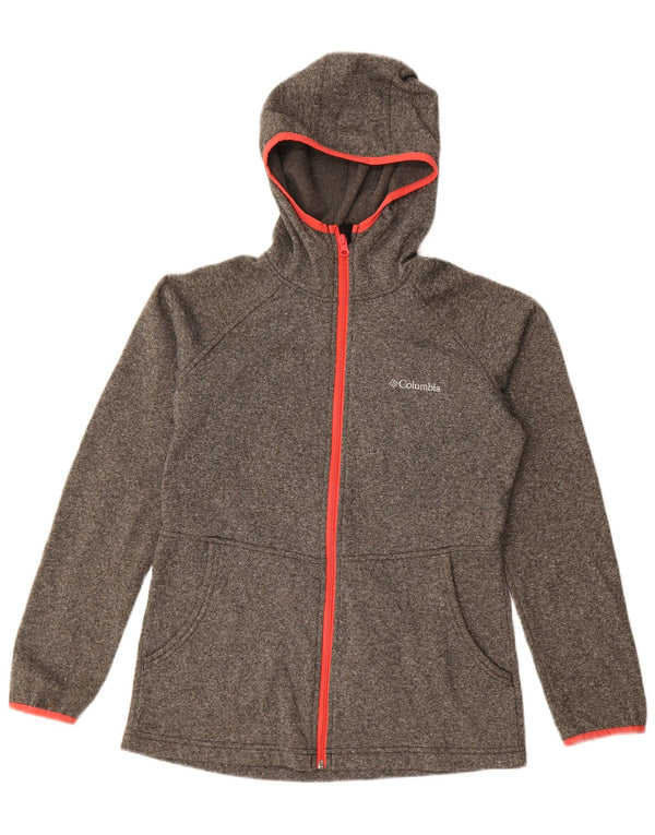 Columbia Womens Zip Hoodie Sweater UK 10 Small Grey Flecked Polyester