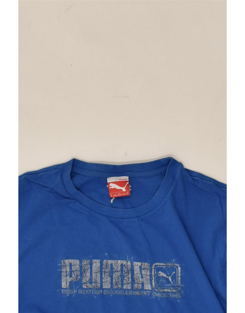 PUMA Mens Graphic T-Shirt Top XL Blue Cotton | Vintage Puma | Thrift | Second-Hand Puma | Used Clothing | Messina Hembry 