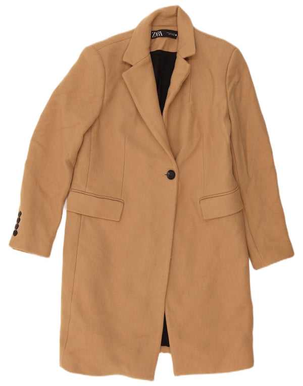 Zara Womens Overcoat UK 12 Medium Beige Wool