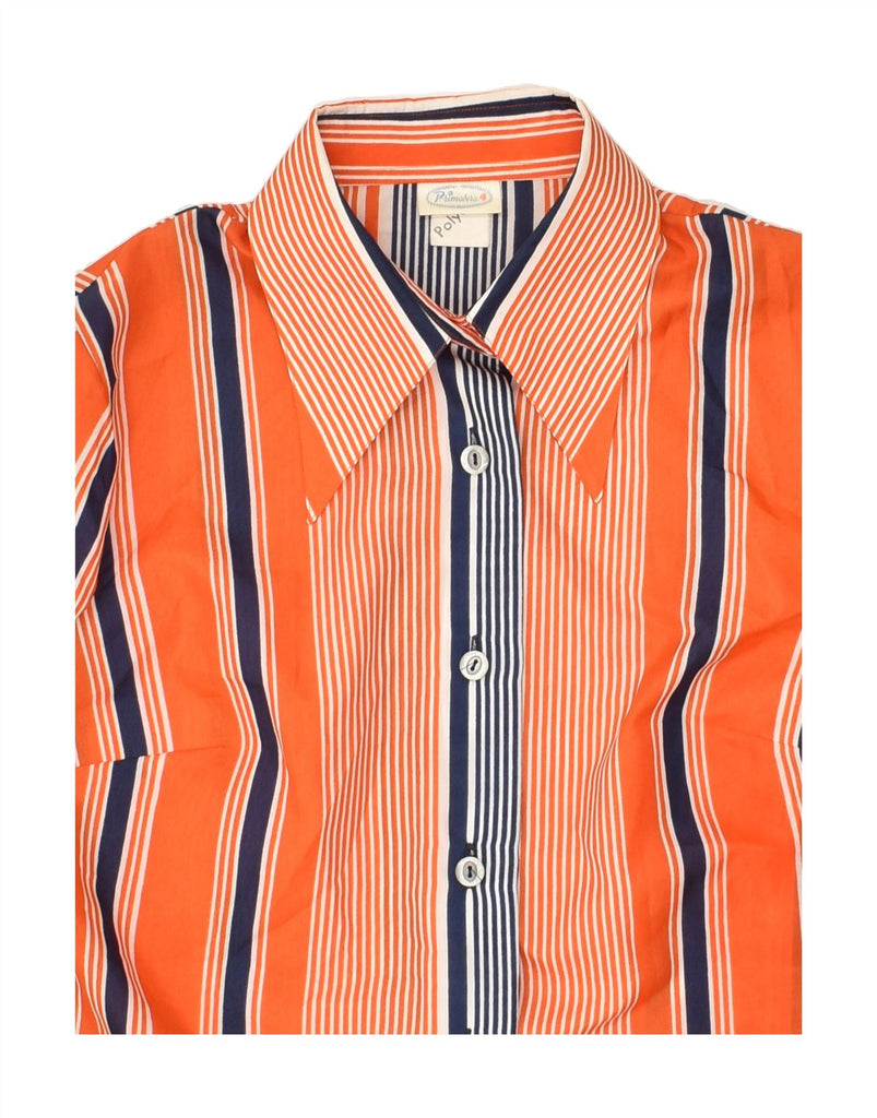 VINTAGE Womens Shirt UK 12 Medium Orange Striped Polyester | Vintage Vintage | Thrift | Second-Hand Vintage | Used Clothing | Messina Hembry 