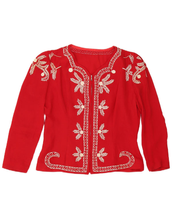 Vintage Womens Cardigan Top UK 14 Medium Red Floral