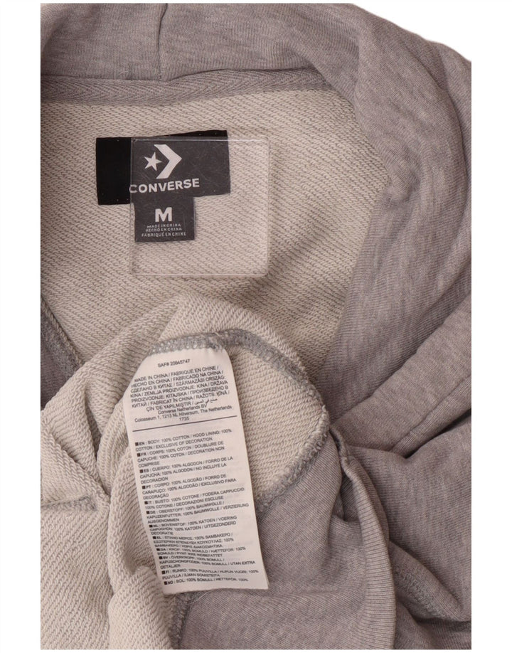 Converse Womens Crop Oversized Hoodie Jumper UK 14 Medium Grey Cotton