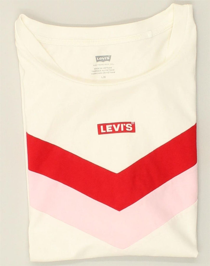 LEVI'S Womens Graphic T-Shirt Top UK 14 Large White Cotton | Vintage Levi's | Thrift | Second-Hand Levi's | Used Clothing | Messina Hembry 