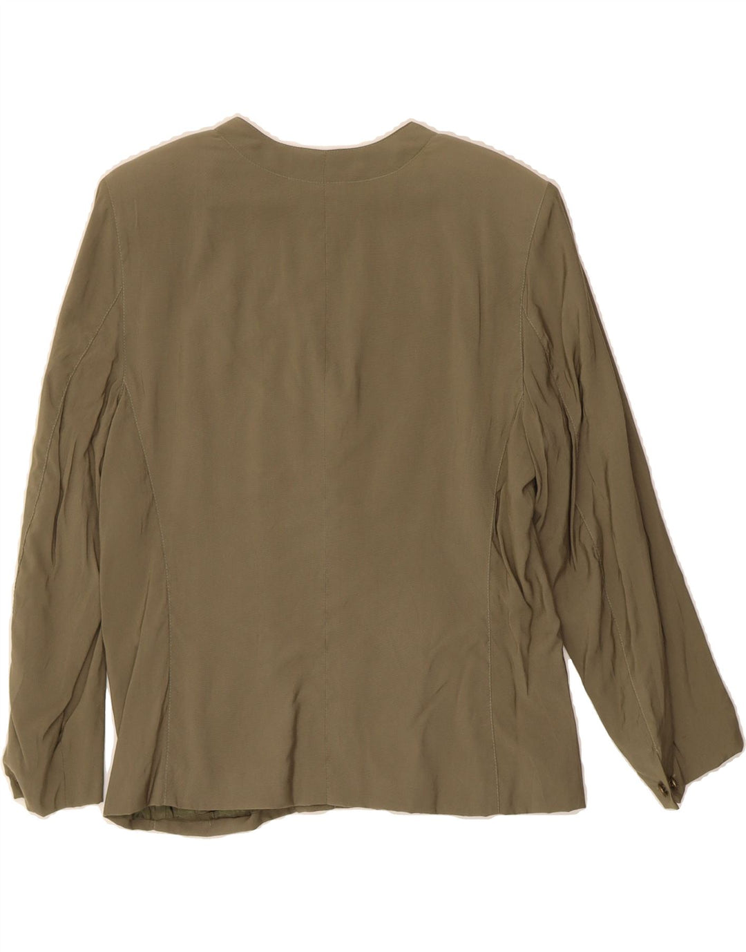 FILIPPO ALPI Womens 3/4 Sleeve Blazer Jacket UK 14 Medium Khaki Viscose Vintage Filippo Alpi and Second-Hand Filippo Alpi from Messina Hembry 