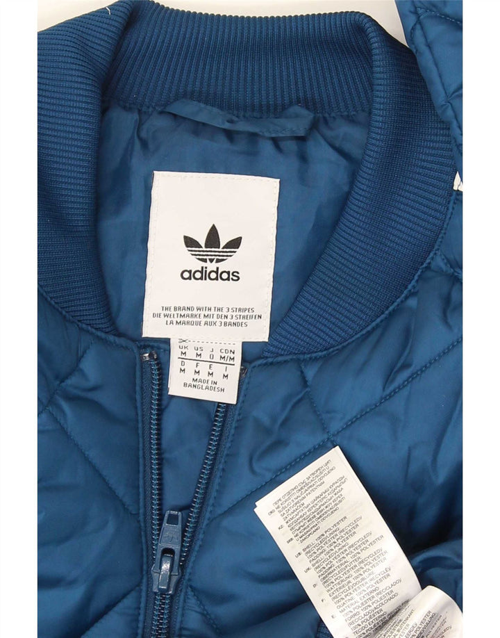 Adidas Mens Quilted Jacket UK 38 Medium Blue Polyester