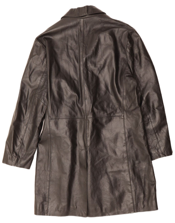 VINTAGE Mens Leather Coat UK 36 Small Black Leather