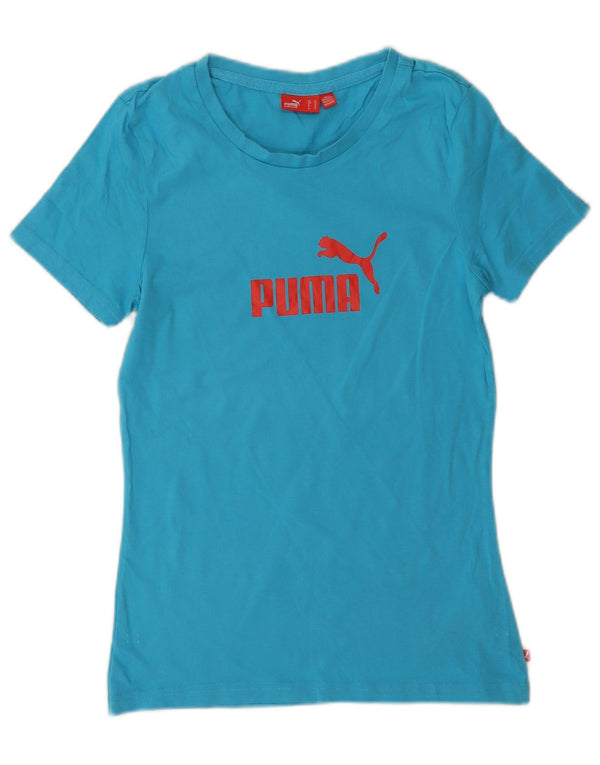 Puma Womens Graphic T-Shirt Top UK 16 Large Blue Cotton