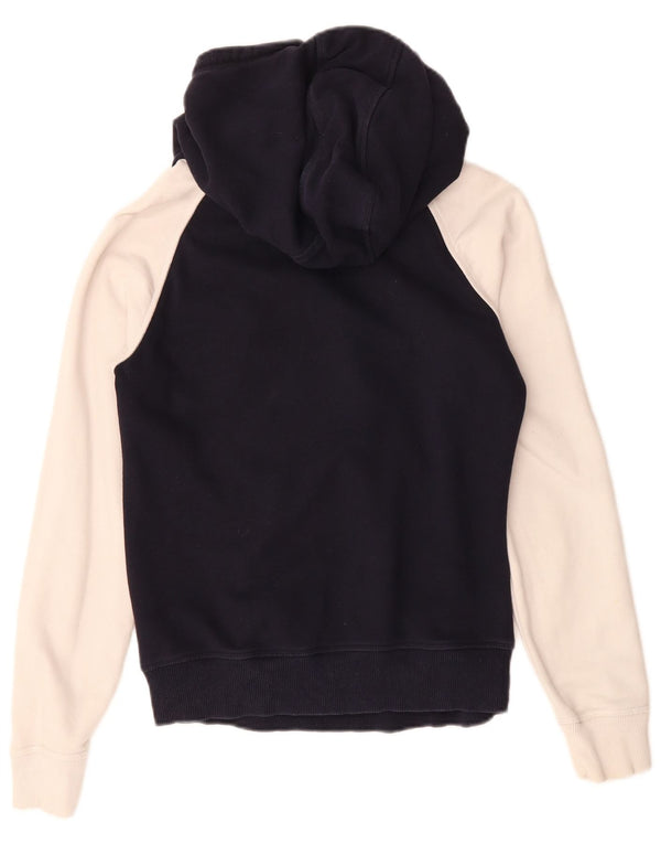 Adidas Womens Graphic Hoodie Jumper UK 10 Small Navy Blue Colourblock