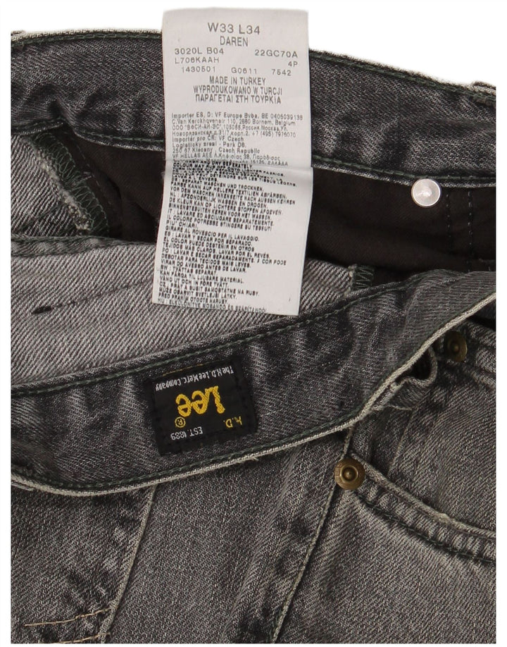 LEE Mens Daren Straight Jeans W33 L34 Grey Cotton