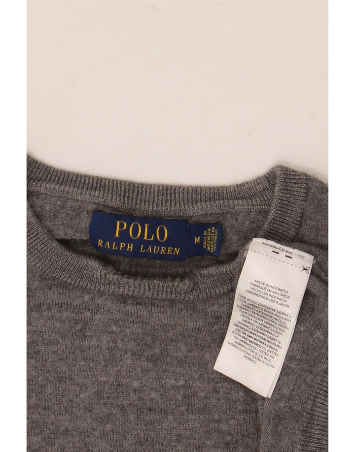 Polo Ralph Lauren Mens Crew Neck Jumper Sweater Medium Grey Wool