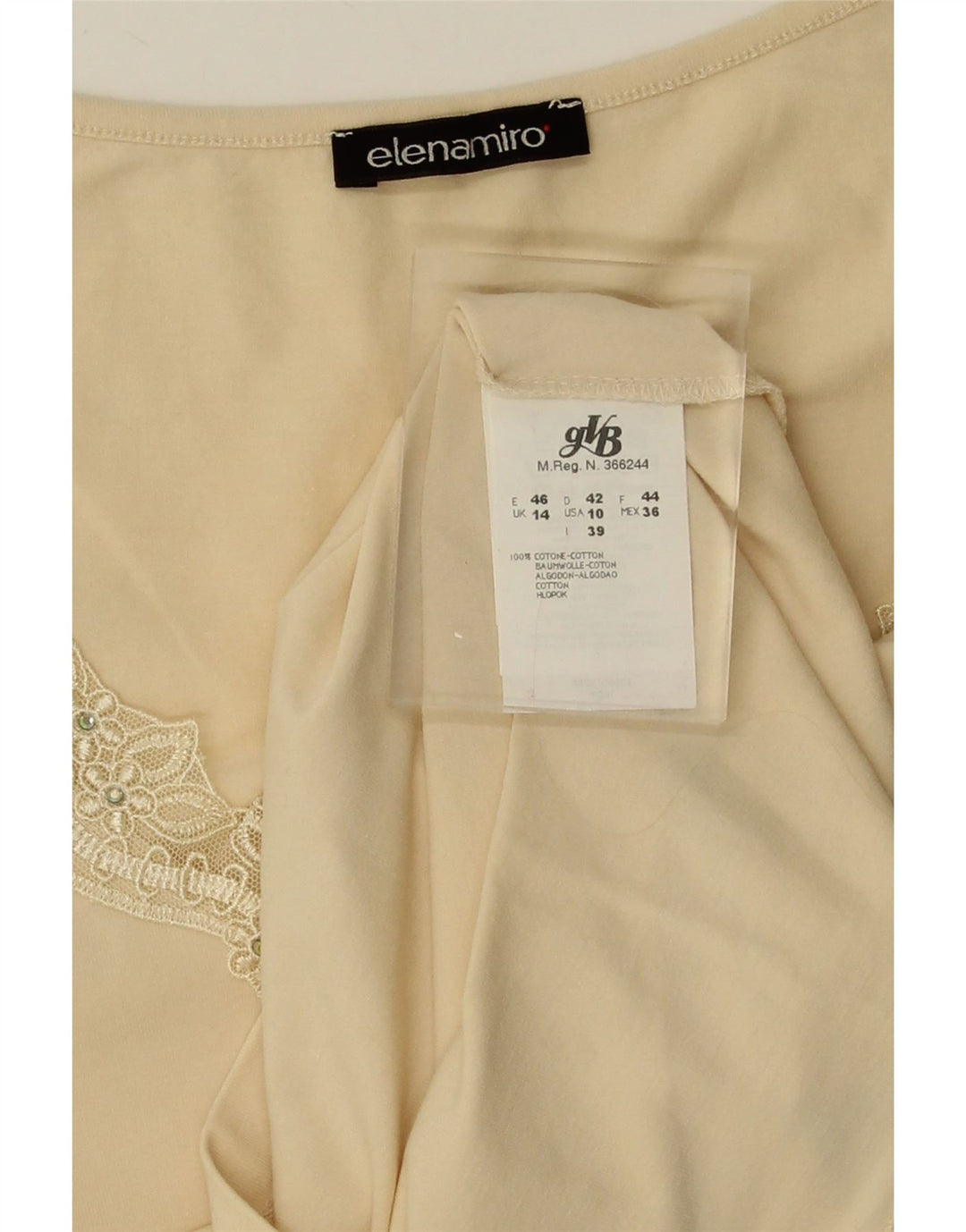 ELENA MIRO Womens Sleeveless Blouse Top UK 14 Medium Beige Cotton Vintage ELENA MIRO and Second-Hand ELENA MIRO from Messina Hembry 