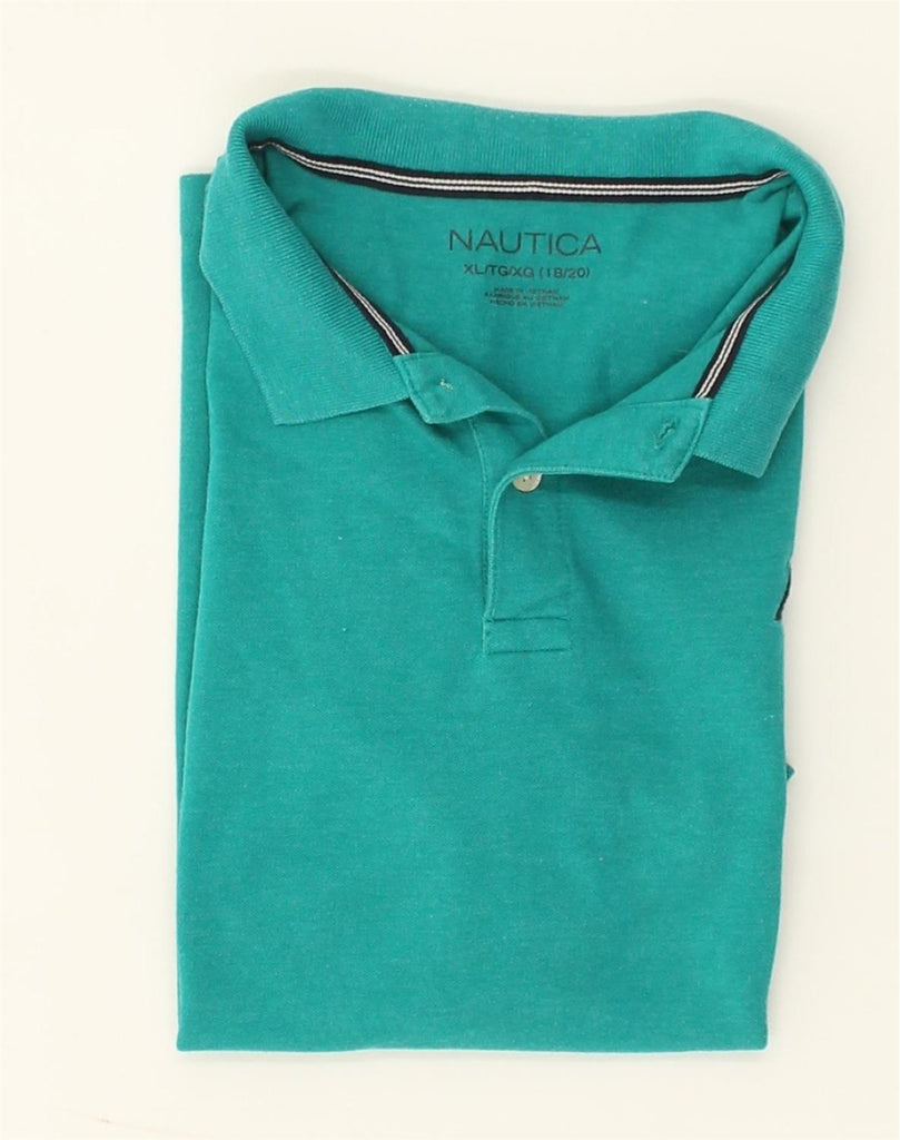 NAUTICA Boys Polo Shirt 15-16 Years XL  Turquoise Cotton | Vintage Nautica | Thrift | Second-Hand Nautica | Used Clothing | Messina Hembry 