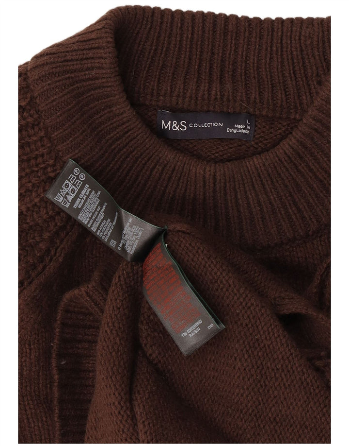 Marks & Spencer Mens Turtle Neck Jumper Sweater Large Brown Acrylic