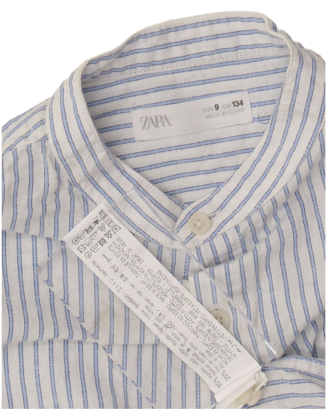 ZARA Boys Shirt 8-9 Years White Pinstripe Cotton