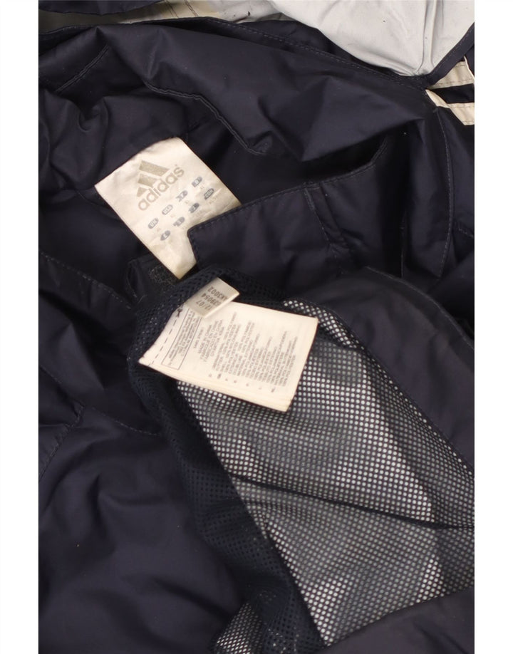 Adidas Mens Hooded Windbreaker Jacket UK 42 XL Navy Blue Polyester