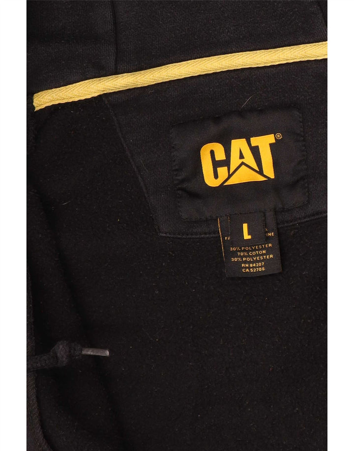 CAT Mens Graphic Zip Hoodie Sweater Large Black Cotton