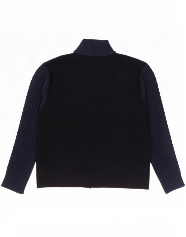 Paul Smith Mens Cardigan Sweater XL Navy Blue Colourblock Wool