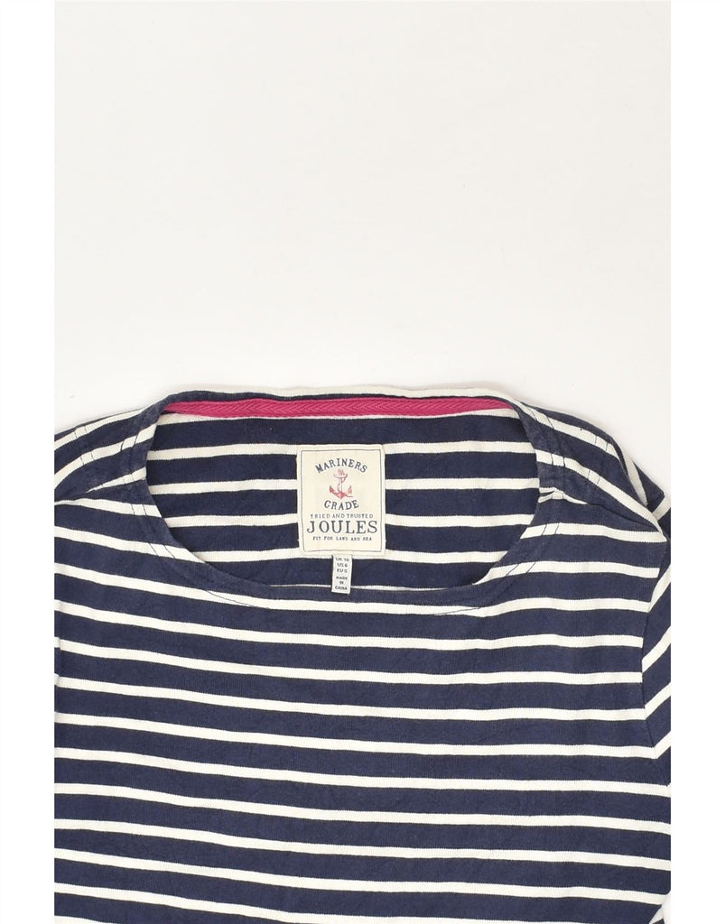 JOULES Womens Top Long Sleeve UK 10 Small Navy Blue Striped Cotton | Vintage Joules | Thrift | Second-Hand Joules | Used Clothing | Messina Hembry 