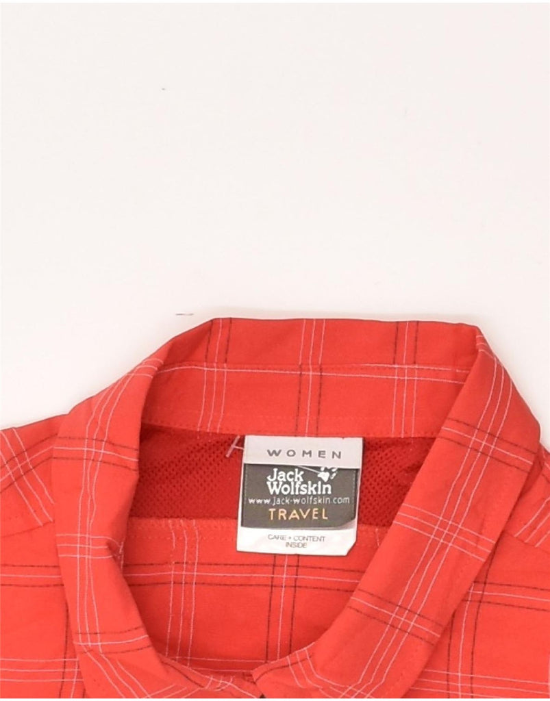 JACK WOLFSKIN Womens Short Sleeve Shirt UK 14 Large Red Check Polyester | Vintage Jack Wolfskin | Thrift | Second-Hand Jack Wolfskin | Used Clothing | Messina Hembry 