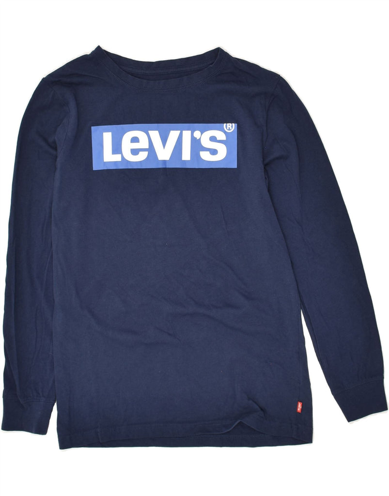 LEVI'S Boys Graphic Sweatshirt Jumper 15-16 Years Navy Blue Cotton | Vintage Levi's | Thrift | Second-Hand Levi's | Used Clothing | Messina Hembry 