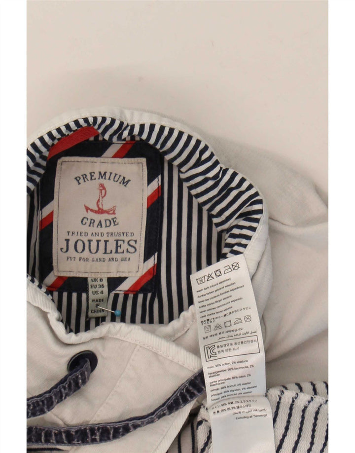 Joules Womens Button Neck Sweatshirt Jumper UK 8 Small White Striped Cotton