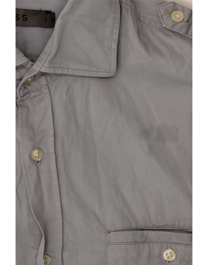 Reiss Mens Military Shirt Medium Grey Cotton