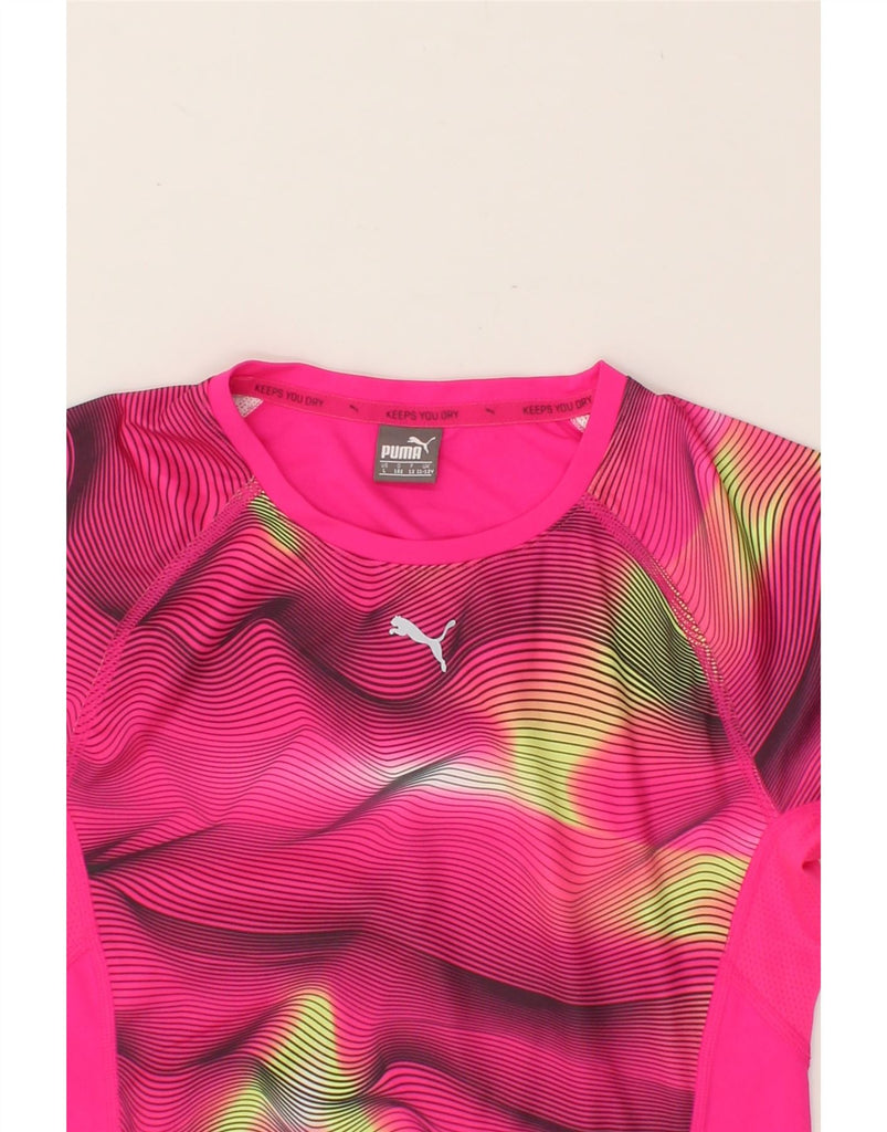 PUMA Girls Abstract Pattern T-Shirt Top 11-12 Years Pink | Vintage Puma | Thrift | Second-Hand Puma | Used Clothing | Messina Hembry 