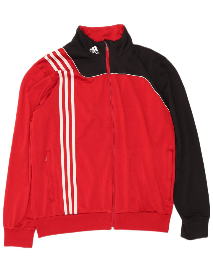 ADIDAS Mens Tracksuit Top Jacket UK 40/42 Medium Red Colourblock Polyester