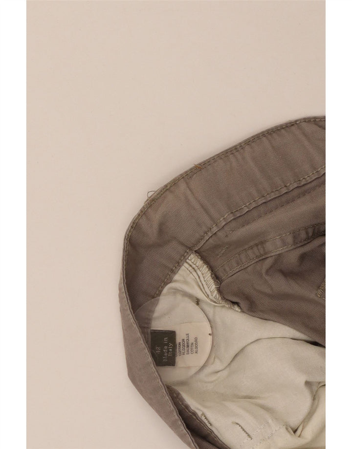 ERMENEGILDO ZEGNA Mens Straight Casual Trousers W42 L30 Grey Cotton