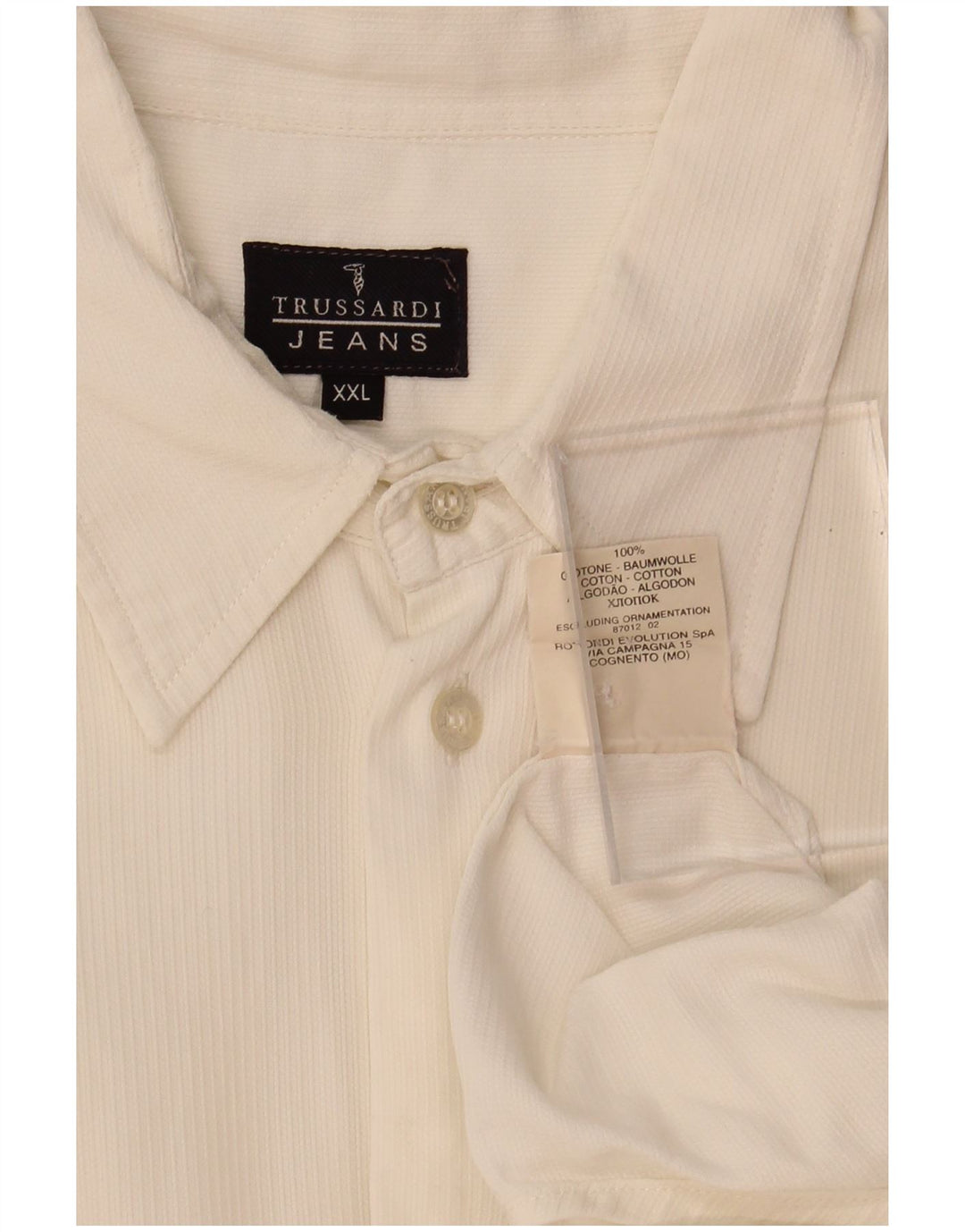 TRUSSARDI JEANS Mens Shirt 2XL White Cotton