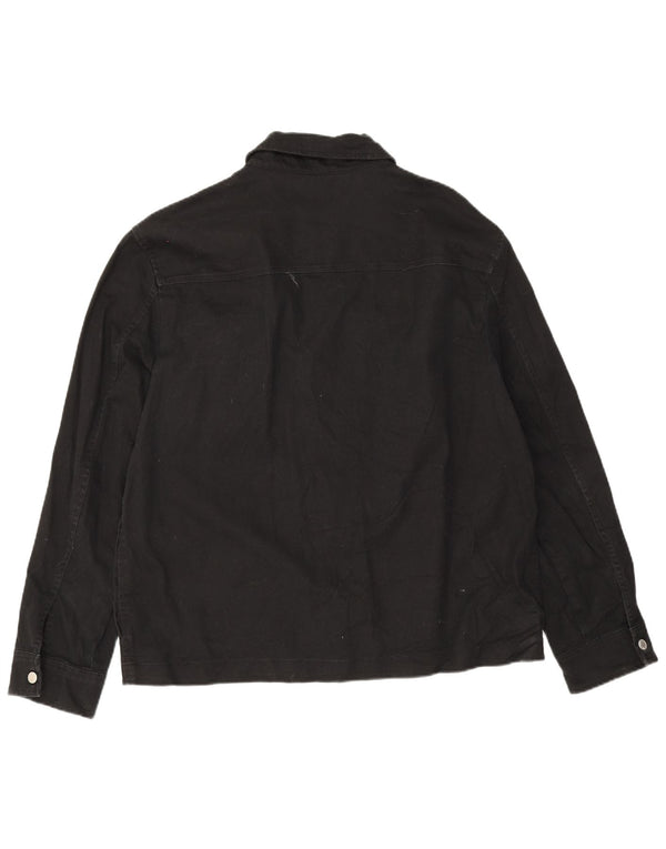 Zara Mens Bomber Jacket UK 42 XL Black Cotton